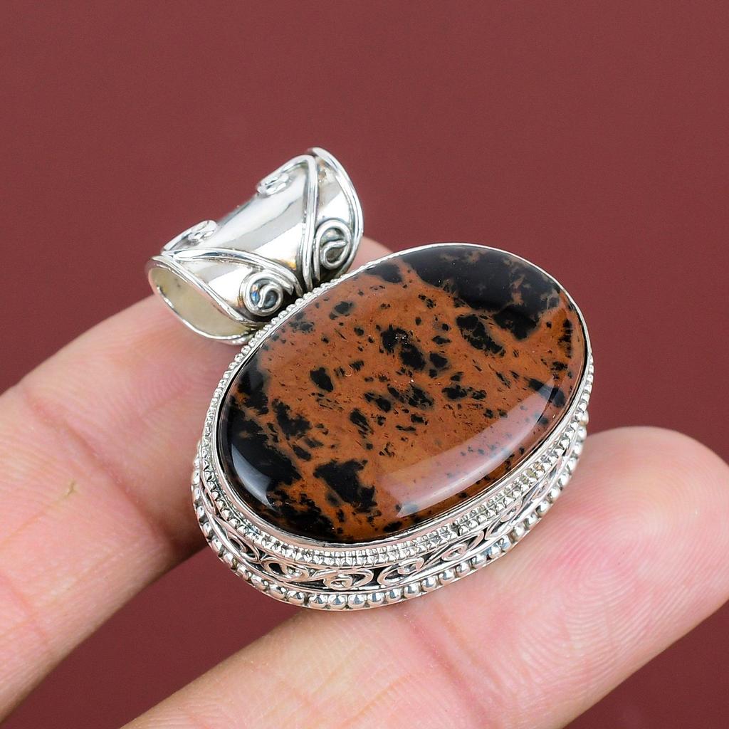 Mahogany Obsidian Pendant Vintage Pendant Gemstone Handmade Pendant 925 Sterling Silver Pendant Unique Jewelry Gifts For Her Stylish Pendant