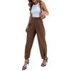 Women Suit Pants High Waist Buttons Zipper Fly Loose-Fit Solid Color Trousers with Pockets Commuting Style Long Pants