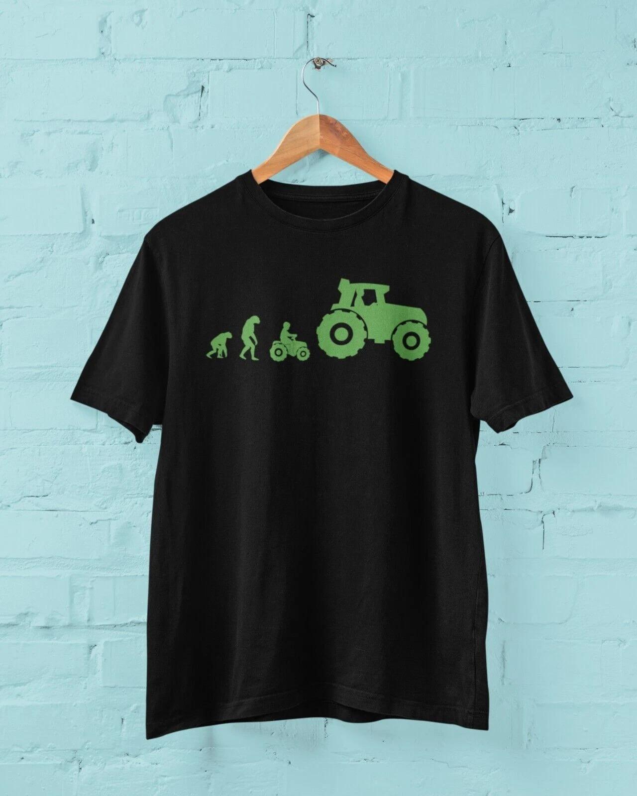 The Evolution of FARMING T Shirt Funny Ape To Man To Tractor Novelty Tshirt Top L