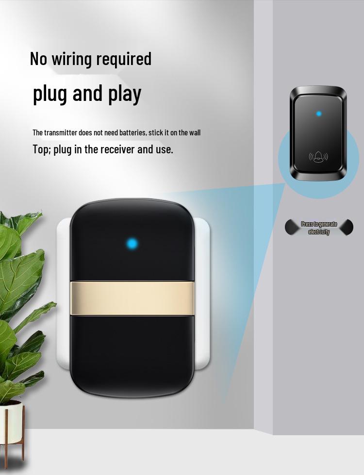 Wireless Self-Powered Doorbell: Smart Long-Distance Remote with Waterproof Call Function for Elderly & Kids
