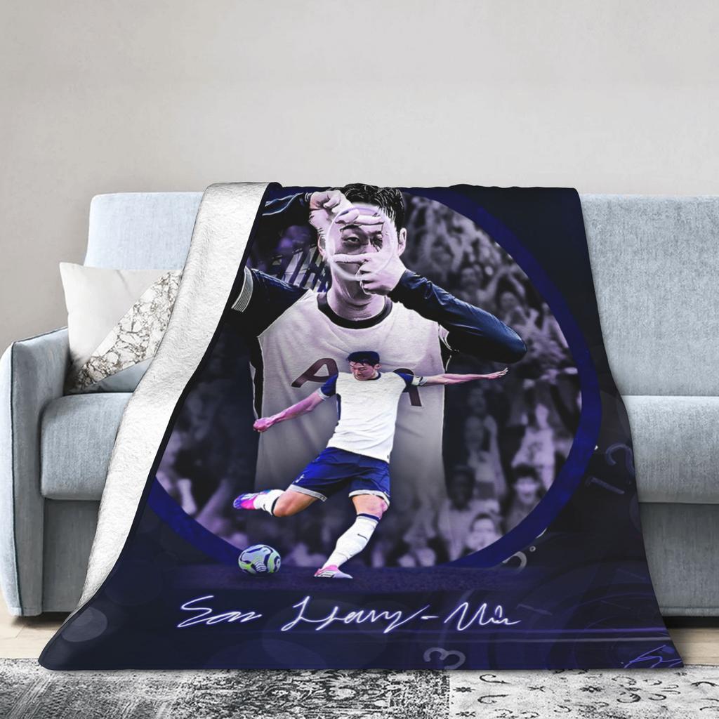 Son Heung-Min Soccer Football Fleece Throw Blankets Number 7 Blanket for Home Bedroom Lightweight Bedroom Quilt