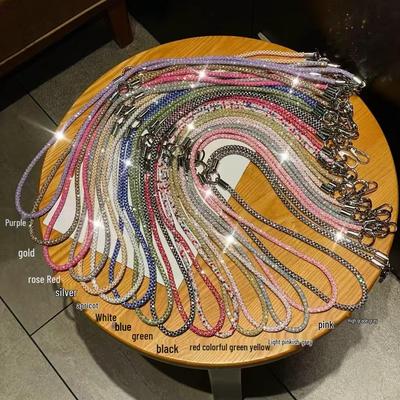 New 0.7 Long Multicolor Rhinestone Crossbody & ID Lanyard