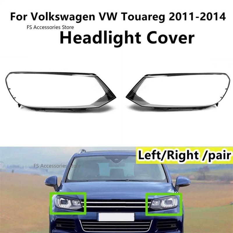 Car Headlight Lens Glass Lampcover Cover Lampshade Shell For Volkswagen VW Touareg 2011 2012 2013 2014 Headlight Cover Only Left side