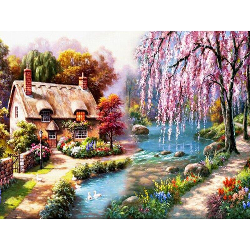 

5D DIY Алмазная картина Персиковое дерево Алмазная вышивка Пейзаж Вышивка крестиком Полный круглый дрель Ремесла Домашний декор Ручной подарок Full Round 15x20CM