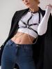 Women'S Leather Body Harness With Chains - Adjustable Punk Goth Lingerie For Fashion And Dance