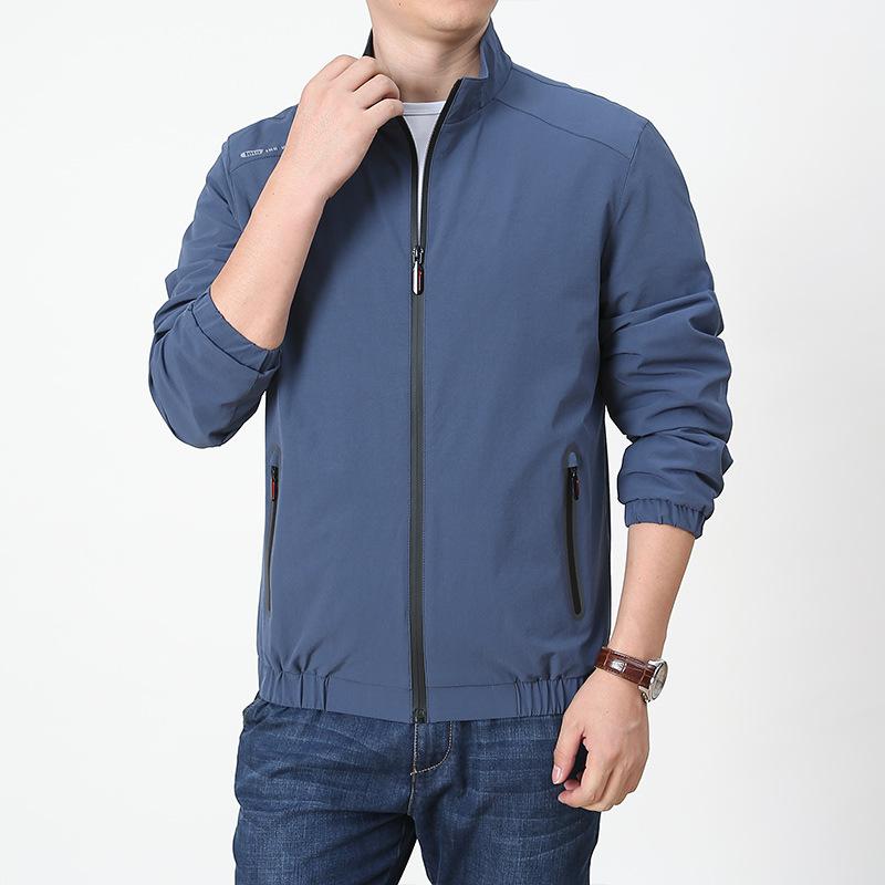 Autumn Four-sided Stretch Jacket Men's Casual Fashion Versatile Solid Color Stand-up Collar Waterproof Quick-drying Breathable Jacket