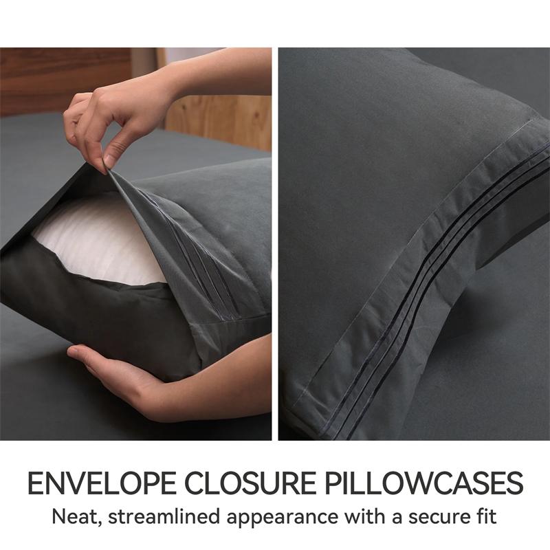 4 Piece Bed Sheet Set Microfiber Queen Sheet Set Hotel Luxury Bed Sheets Extra Soft With Fitted Sheet Flat Sheet & Pillowcases