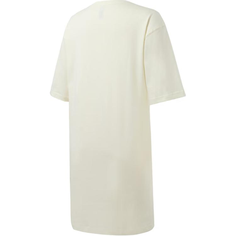 Adidas Round Neck Solid Color Casual Short Sleeve Dress Women Dresses Off-White JI5086