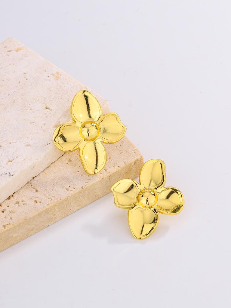 European and American Simple Stainless Steel Petal Earrings, Summer Flower Earrings, New Chinese Stud Earrings