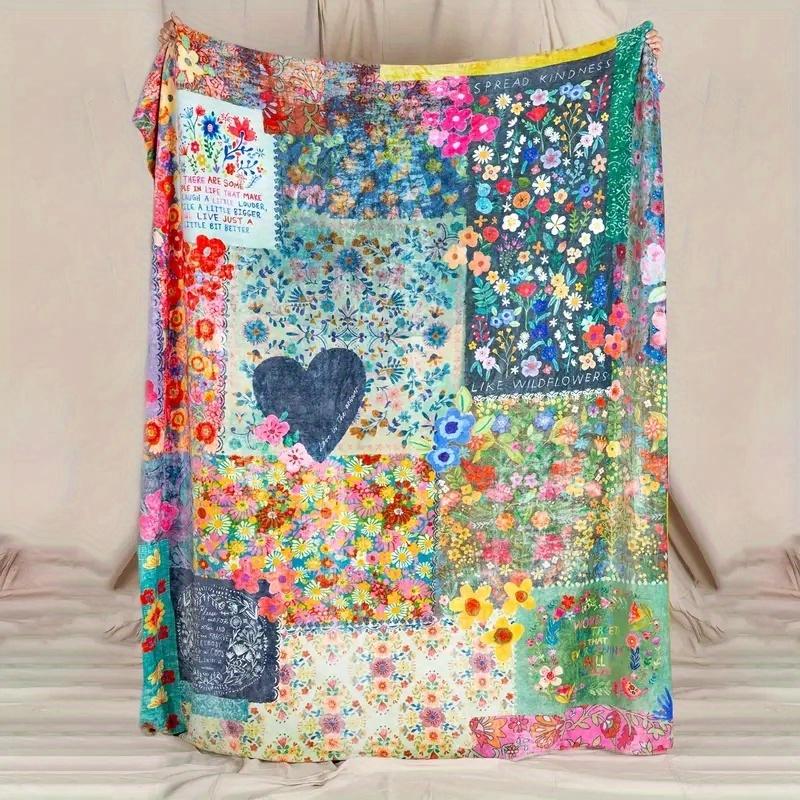 Heart Print Blanket Flannel Blanke Bed Sofa Travel Camping Super Soft Cozy Plush Blanket Love Print Blanket for All Seasons