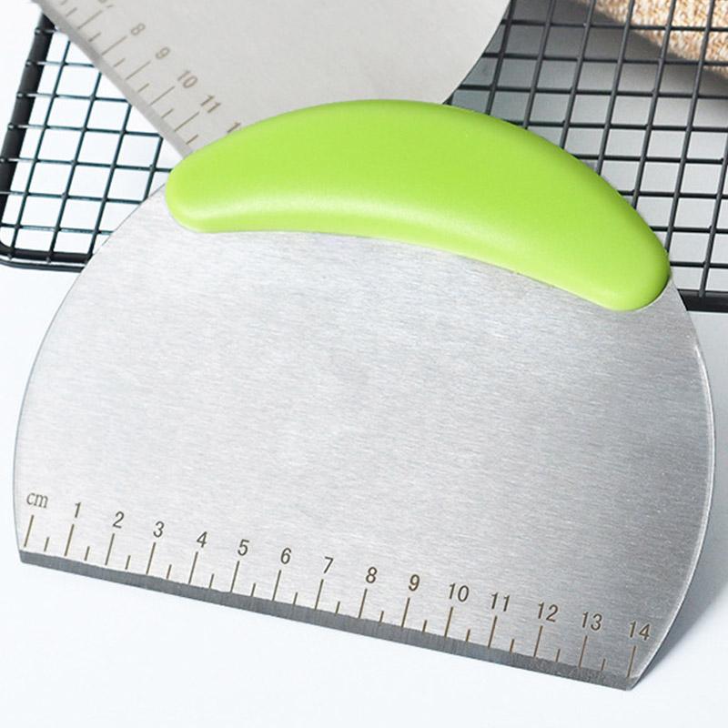Stainless Steel Pastry Cutter Half Round Scraper Dough Bread Chopper Scale Pizza Cutter Comfortable Handle Kitchen Baking Tools