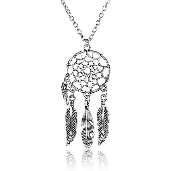 Buy Feather Wing Dream Catcher Necklace Bohemian Dreamcatcher Necklaces