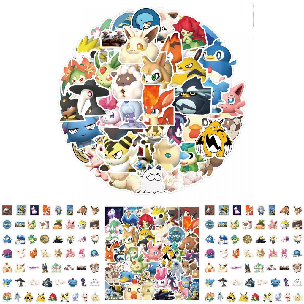 Palworld Cartoon Fantasy Creature Paru Game Stickers Cute Style Waterproof