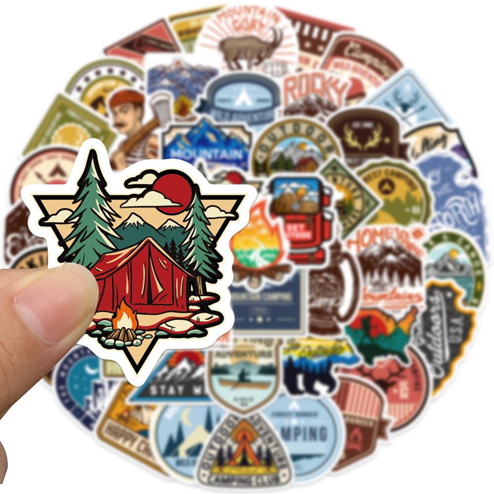1/10/24/48pcs Outdoor Camping Stickers Cartoon for Luggage Water Bottle Skateboard Motorcycle Car Travel Hiking