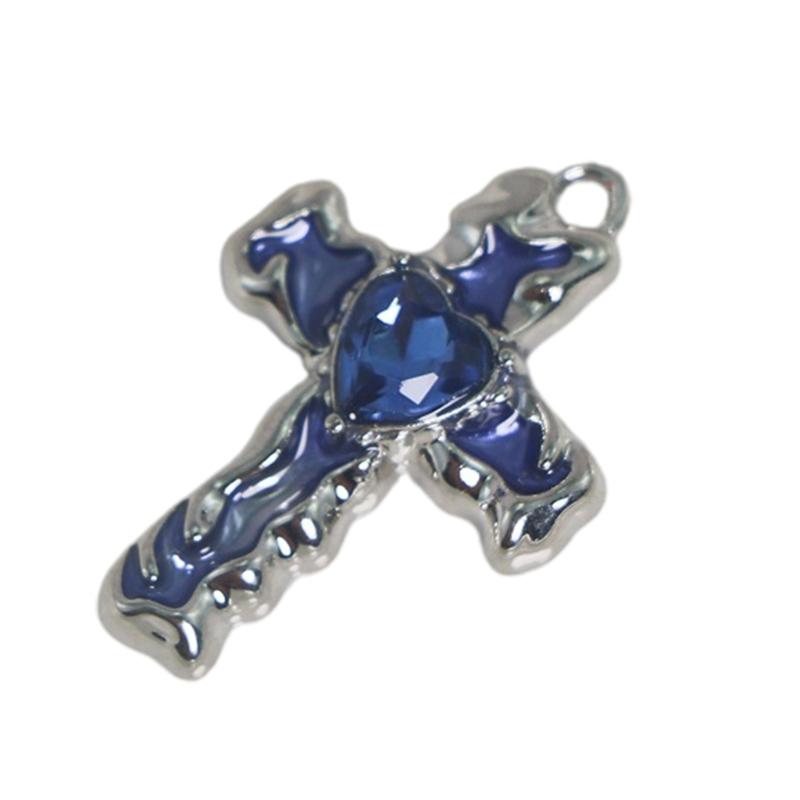 Versatile DIY Alloy Cross Charm Dripping Oil and Diamond Jewelry Component Pendant for DIY Crafts Neckalce Earrings 1