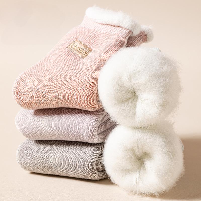 

Womens Winter Warm Socks Thicken Thermal Socks Wool Cashmere Coral Velvet Snow Sweet Soft Cotton Knitted Room Floor Sleep Sock