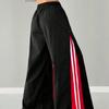 Street-style Hot Girl Patchwork Hip-hop Zipped Patchwork Retro Loose Floor-length Pants
