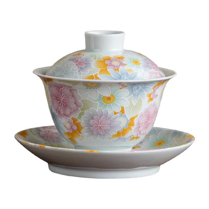 Jiumuqing Chinese Ceramic Gaiwan Tea Bowl with Lid