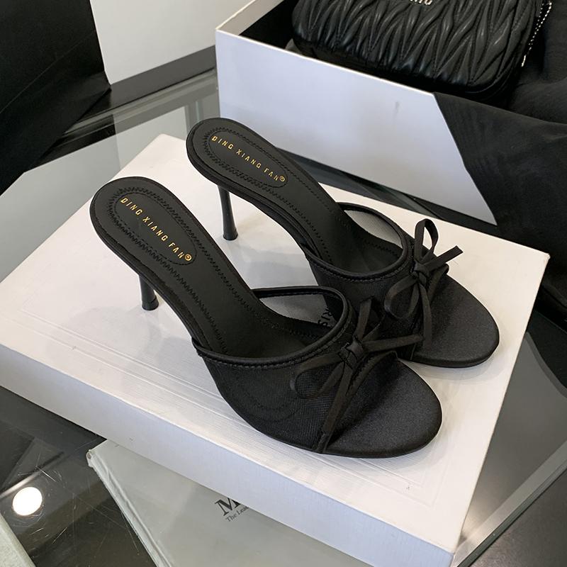 Fashion Bailamos 2025 Summer Brand Women Slipper Ladies Elegant Thin High Heels Dress Pumps Shoes Fashion Open Toe Slip On Slides