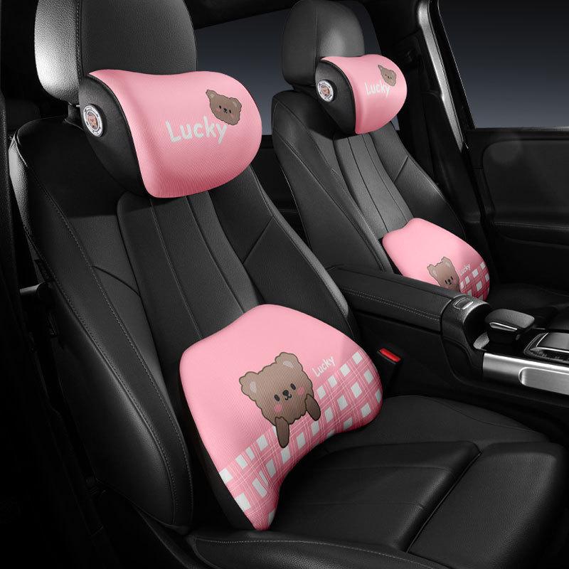 Kreslený medvěd paměťová pěna bederní polštář do auta - Celosezónní pohodlný polštář