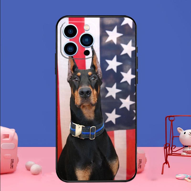 Cartoon Doberman Dog Phone Case For iPhone 17 16 14 13 12 11 15 Pro Max mini 15 16 Plus 16e 17 Air Bumper Cover
