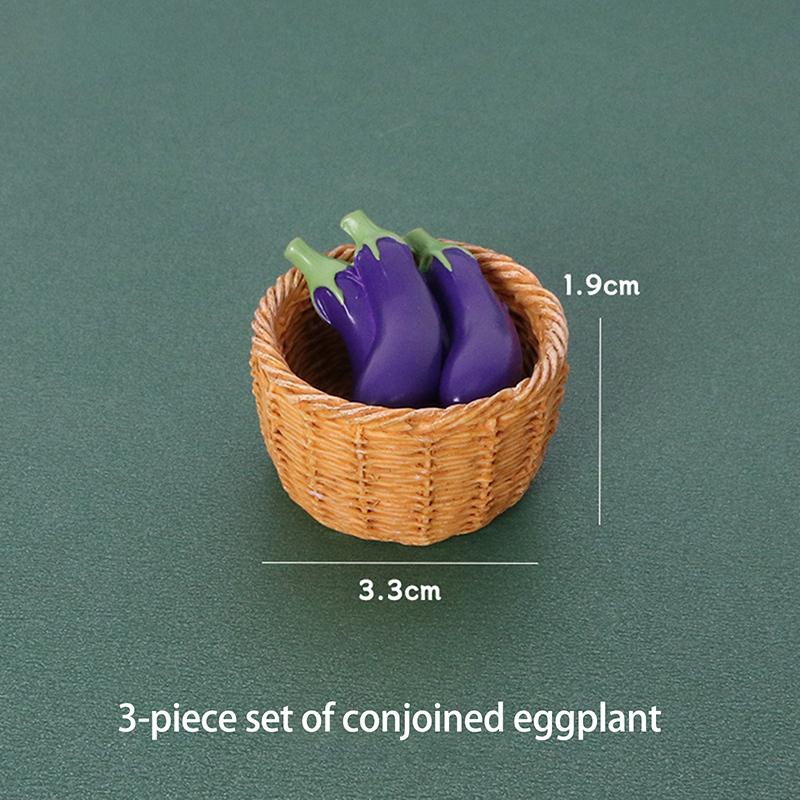 3Pcs/Set Dollhouse Simulation Vegetable Handheld Basket Model Mini Vegetables Decoration For 1/12 Dolls House Kitchen Play Toys