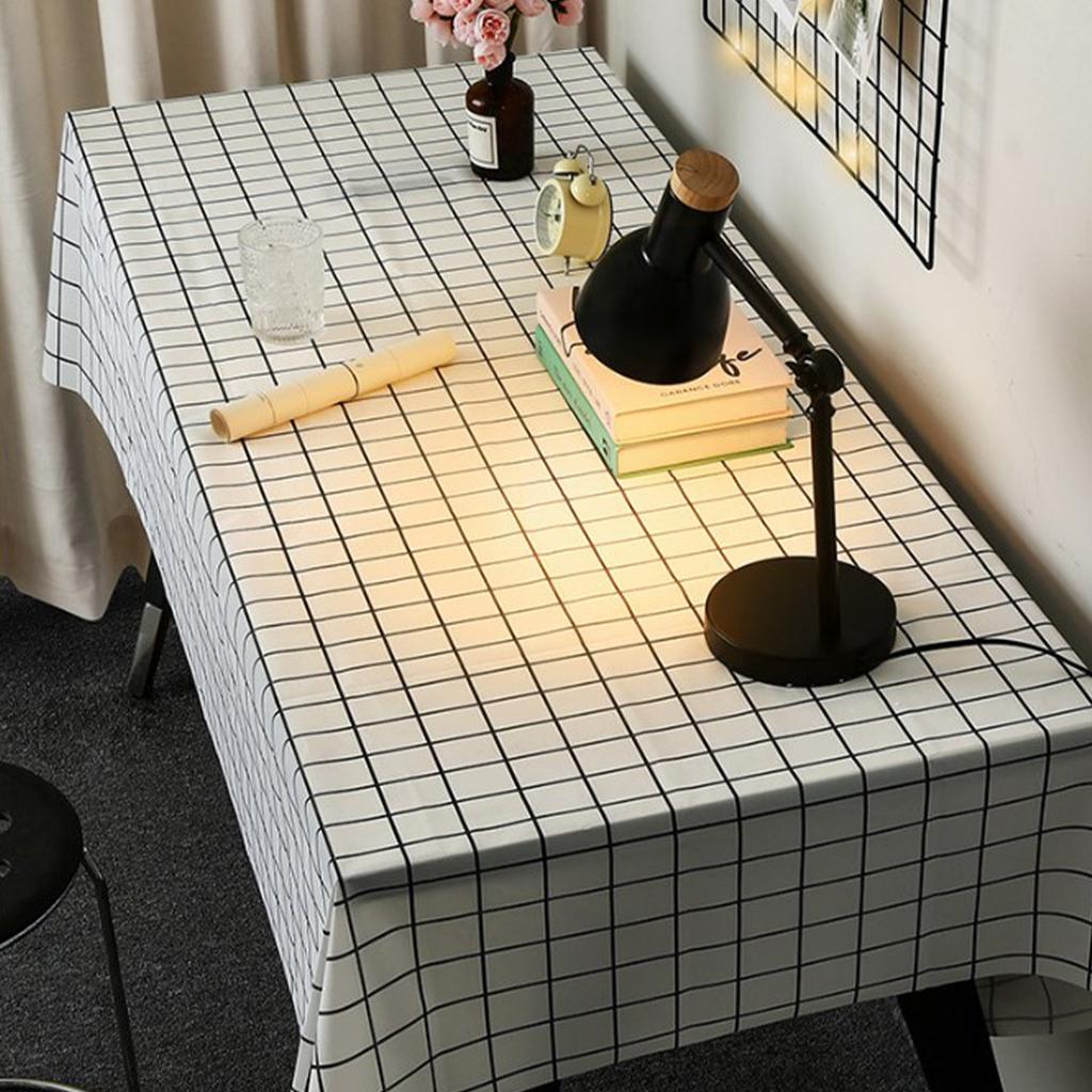 Table Cloth Waterproof Oil Proof Minimalist Fashionable Decorative White Plaid Tablecloth Table