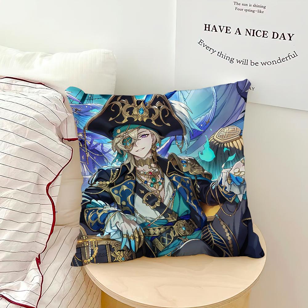 game Honkai Star Rail Aventurine cushion cover Comfortable soft Pillow Case for Sofa Living Room Home Decor Protective Covers