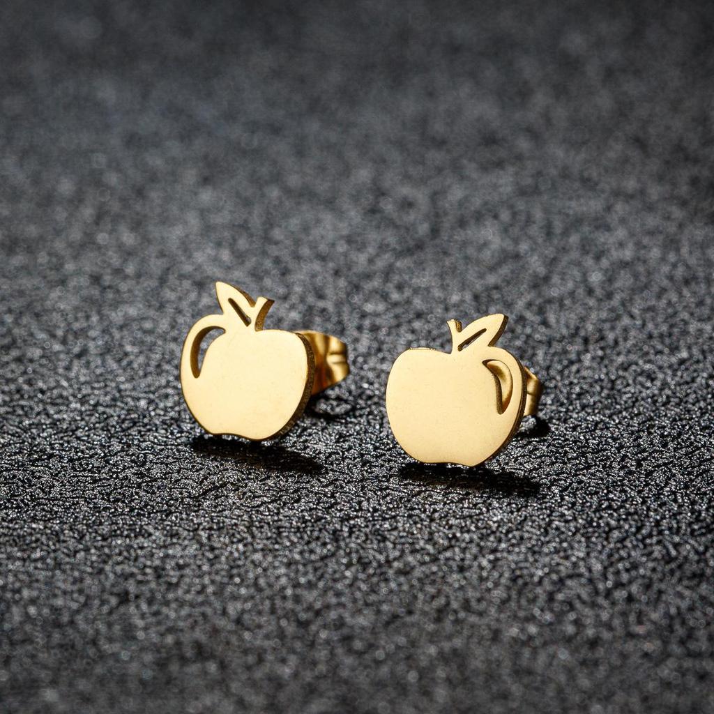 Fashionable Christmas Eve Sweet Apple Stud Earrings in Stainless Steel
