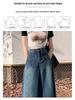 Plus Size Retro Frayed Wide-Leg Denim Skirt for Pear-Shaped Women - High Waist, Slimming Flared Design for Spring and Autumn.