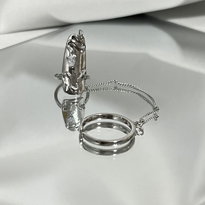 4/5Pcs Fingertip Ring Irregular Metal Silver Color Finger Ring Set Women Alloy Finger Cot Chain Nail Ring Party Jewelry