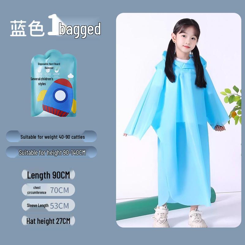 Children's Disposable Extended One-Piece EVA Raincoat with Backpack Cape