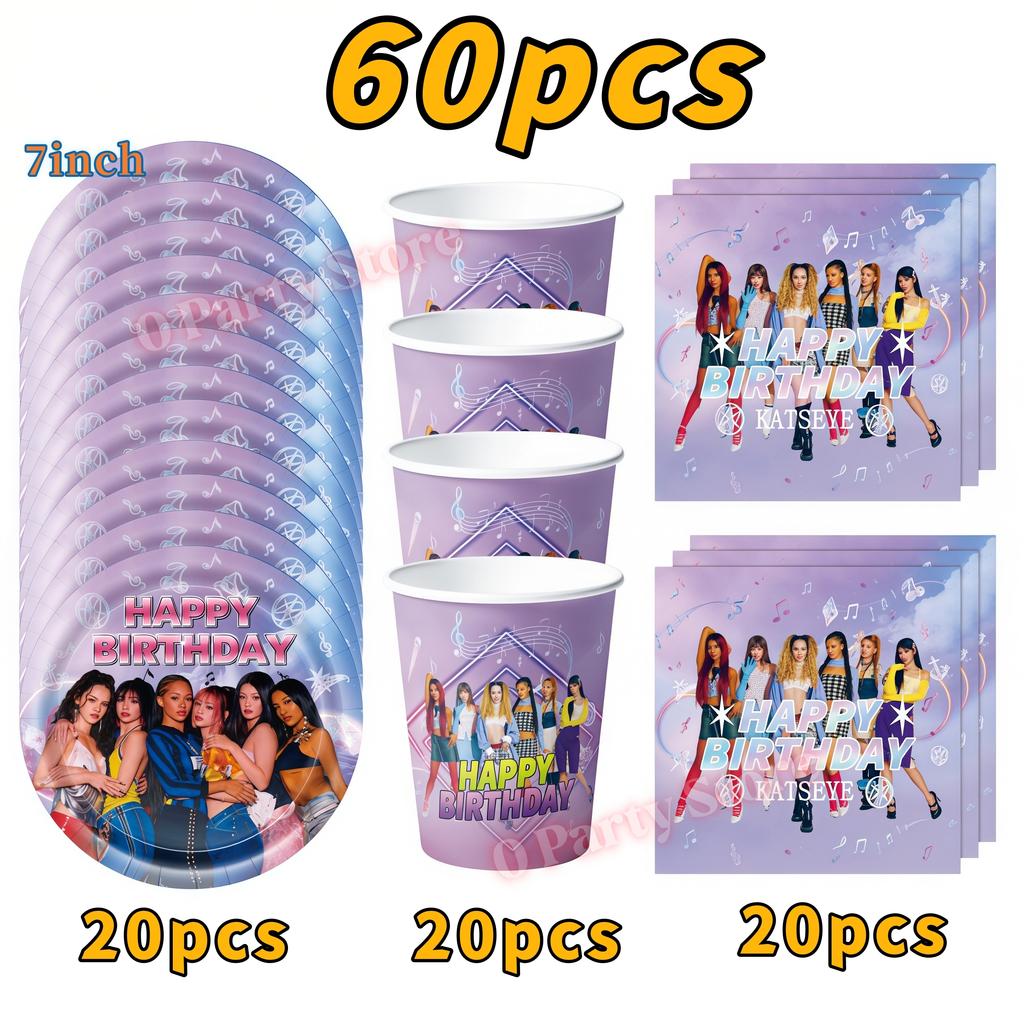 Kpop K&Katseye Birthday Party Decoration Plate Cup Banner Balloon for Girl Party Favor Idol Fans Gift Baby Shower Event Supplies