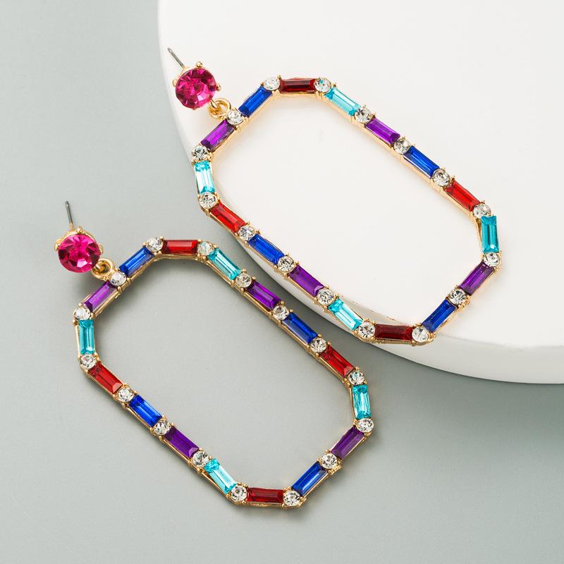 

Trendy Geometric Square Rhinestone Drop Earrings
