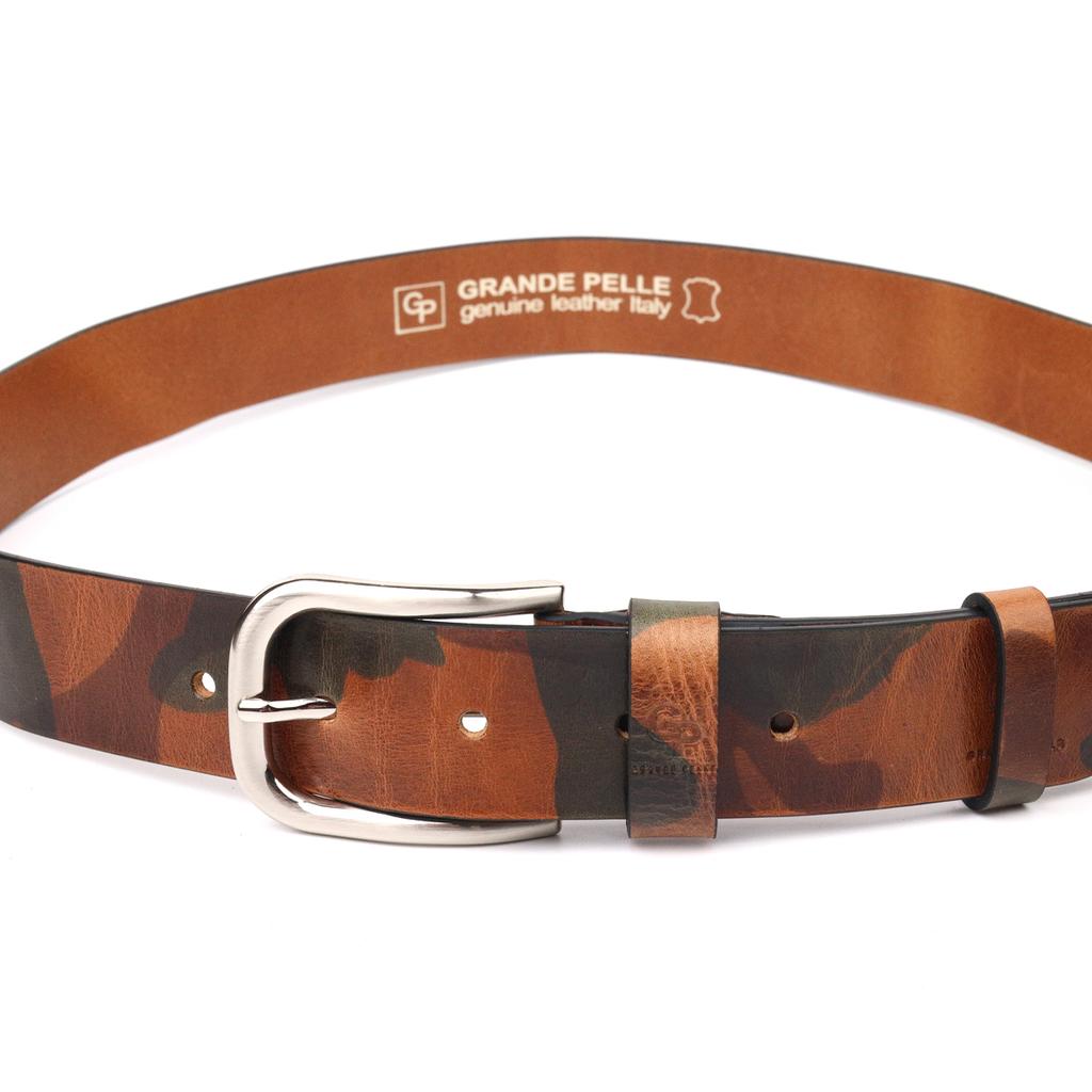 Belt for Men In Military Style Made of Genuine Leather GRANDE PELLE Leather Belt 21478 Multicolored
