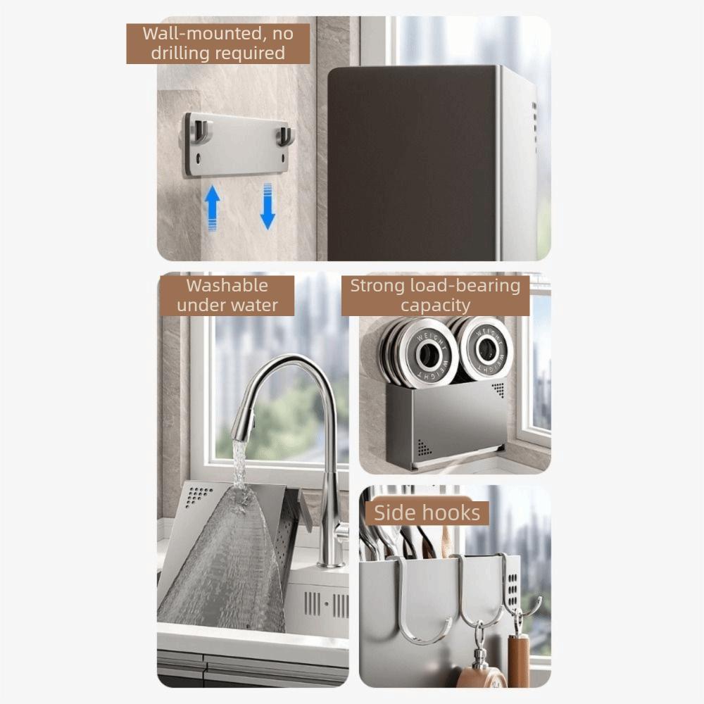 Wall Mounted Chopsticks Storage Box Carbon Steel Chopsticks Cage Cutlery Drying Basket  for Kitchen