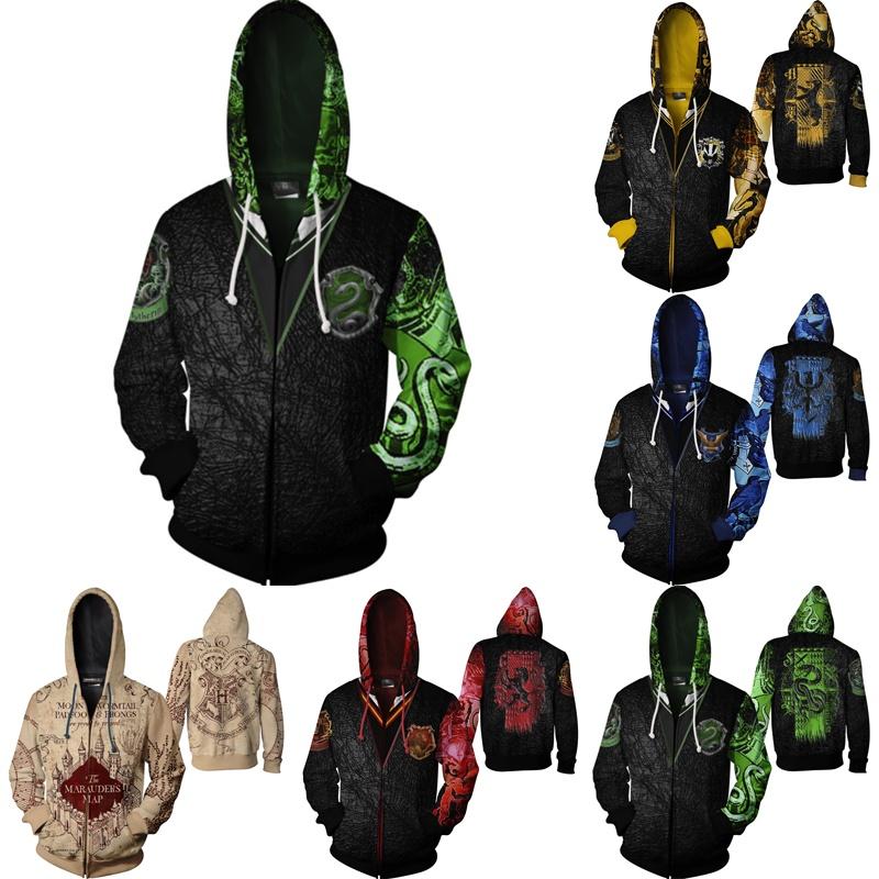 Harry 3d Potter Sweater Zipper Hooded Sportswear Cosplay Sweatshirts Hoodies