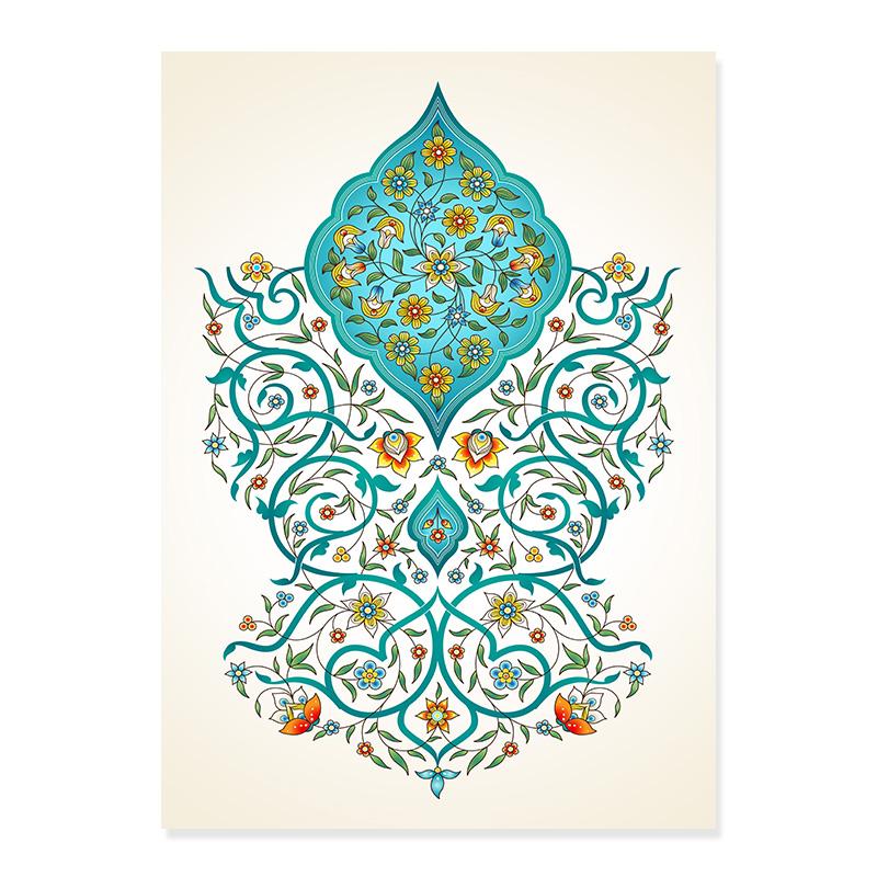 

Богато украшенные арабески, исламские цветочные постеры, печать на холсте, ислам, мусульманские настенные художественные фотографии, бирюзовый домашний декор для гостиной 30X40cm No Frame