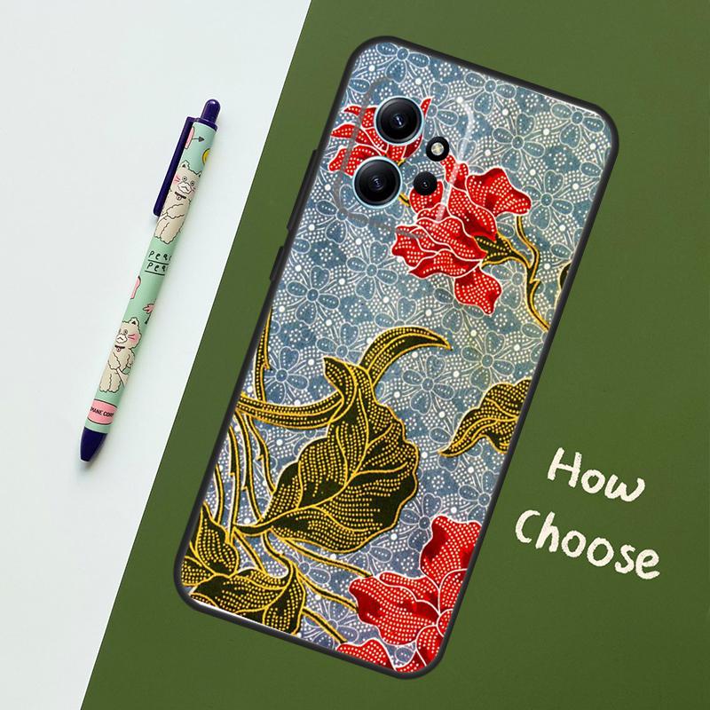 Batik Pattern Case For Xiaomi Redmi Note 13 10 11 12 14 15 Pro Plus Cover For Redmi 15C 15 14C 10C 12C 13C