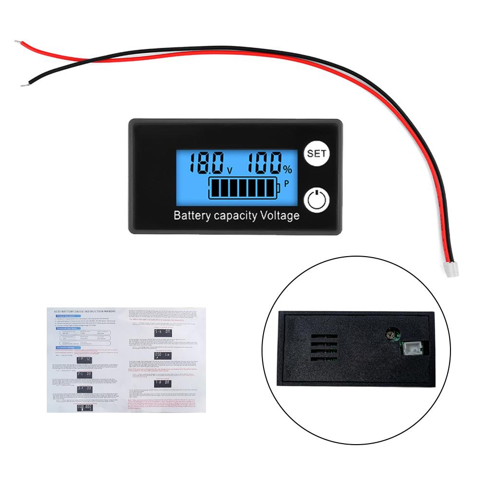 6133A Battery Capacity Indicator DC8-100V Digital Electricity Meter Lead-acid Lithium LiFePO4 Voltage Tester for Car Motorcycle