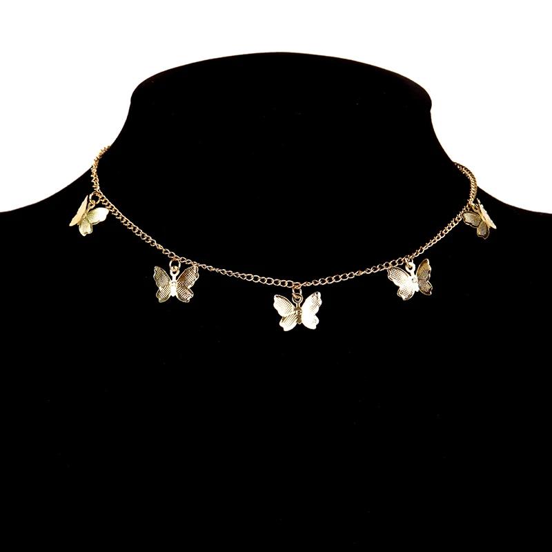 LATS Nouveau Collier Papillon Brillant pour Dames Exquis Double Couche Chaîne de Clavicule Collier Bijoux pour Dames Cadeau