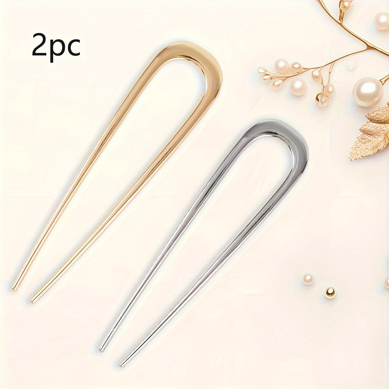 

2pcs Elegant U-shaped Hair Clips for Women Simple Metal Disc Hair Tools Gold Silver Large Hair Clips French Hair Accessories