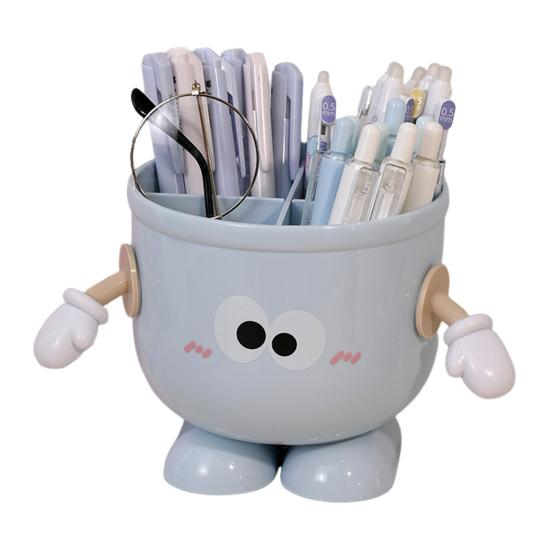 

Подставка для ручек Мультяшный дизайн Цвет макарон Органайзер для стола Большой вместимости С перегородками Подставка для стола Декор для дома, офиса, школы B синий