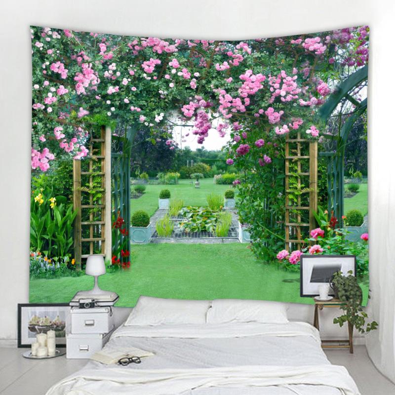 Natural Wall Tapestry Mandala Garden Landscape Bohemian Room Decoration Psychedelic Tapiz Hippie Bedroom Cloth Carpet 8 Sizes