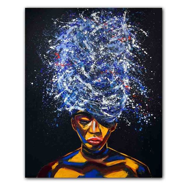 New Nordic Graffiti Art Figure Canvas Painting Unique Hairstyle Fashion Model Poster Office Living Room Home Decoration Mural No Frame