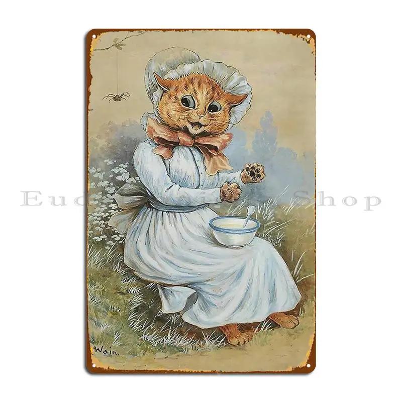 Louis Wain Metal Plaque Poster Retro Print Wall Mural Living Room Vintage Tin Sign Poster
