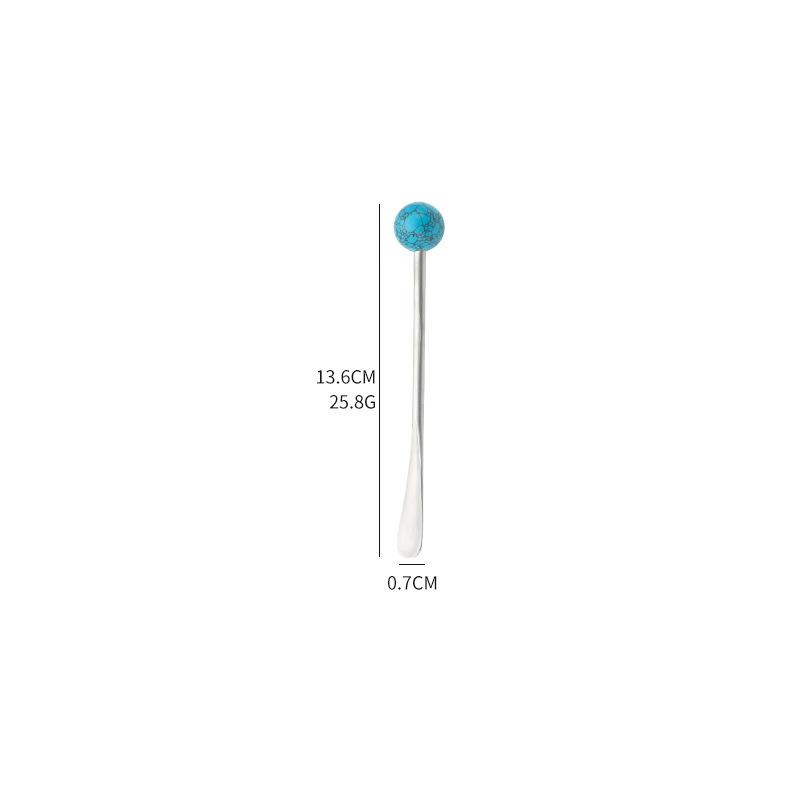 Creative Natural Stone304Stainless Steel High-Quality Spoon Round Ball Coffee Stirring Spoon Afternoon Tea Beverage Stirring Sti