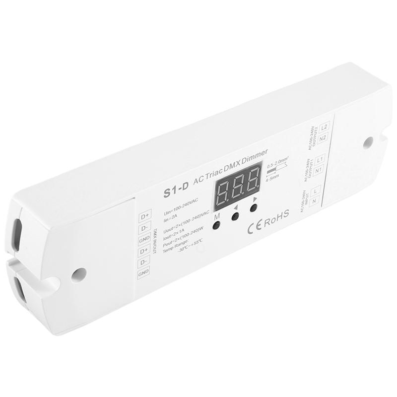 4X AC100V - 240V 288W 2CH Triac DMX LED Dimmer, Dual Channel Output Silicon DMX512 Led Controller Digital Display S1-D-B61B