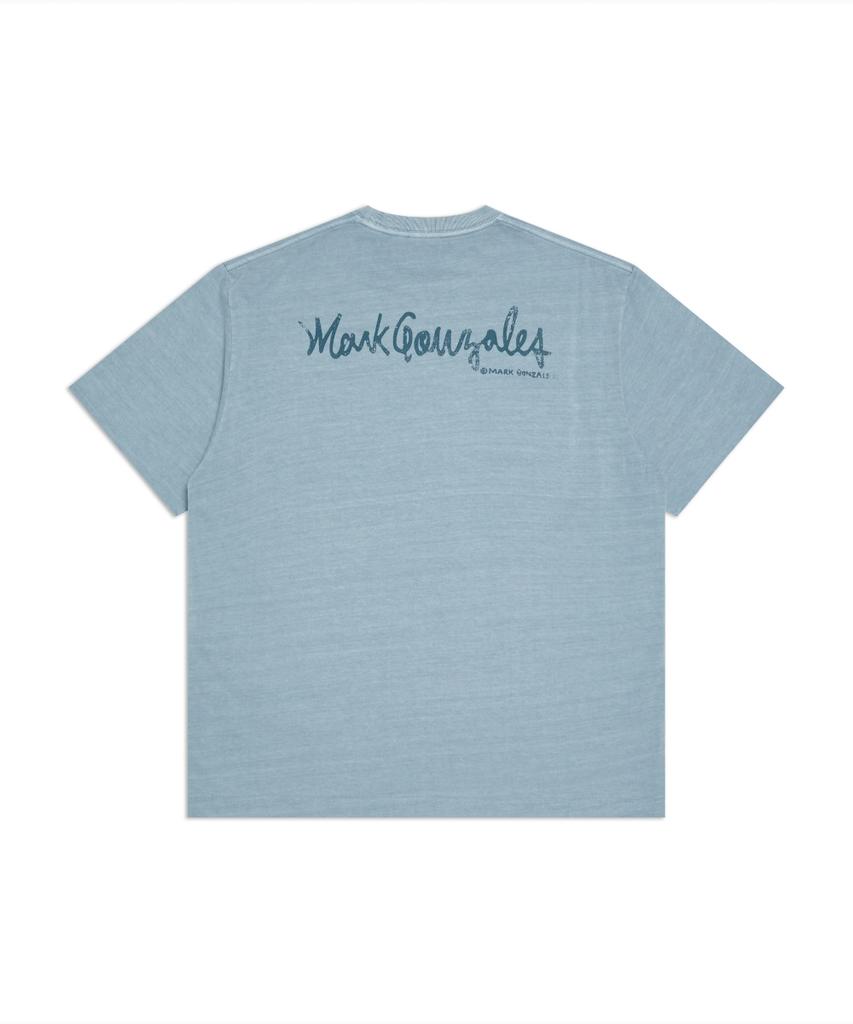 MARK GONZALES Pocket Pigment Short Sleeve T-Shirt - Blue Grey