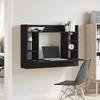 VidaXL Bureau mural noir 105x48x75 cm bois d'ingénierie, table murale, table suspendue murale, bureau mural avec rangement, 847969